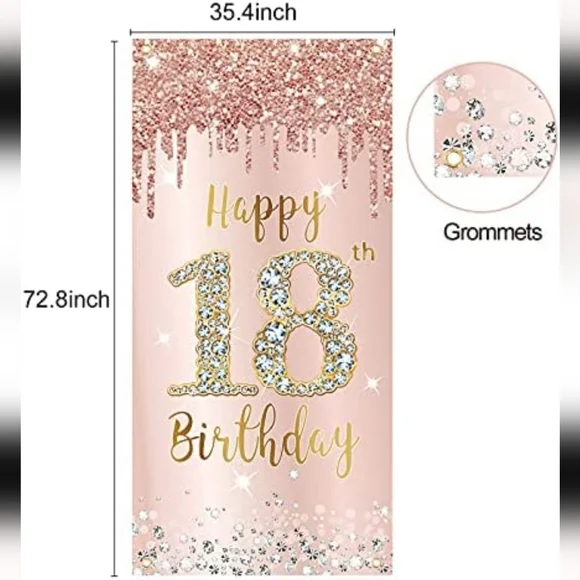 Rose Gold Sweet 18 Party Bundle: Crown and Sash included!